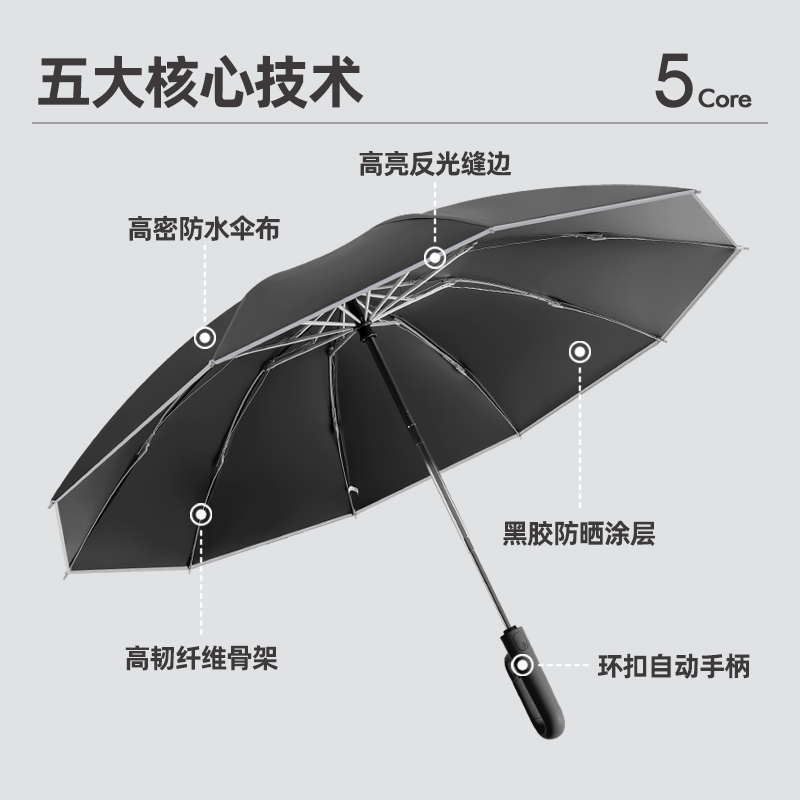 环扣雨伞全自动便携加大加厚加固男士反向折叠晴雨两用女定制logo