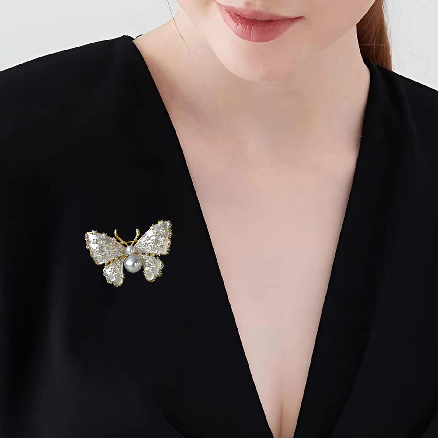 日本akoya海水真多麻珍珠蝴蝶胸针女款胸花别针高级感轻奢送妈妈,淘宝优惠券,粉丝福利购,淘宝优惠卷