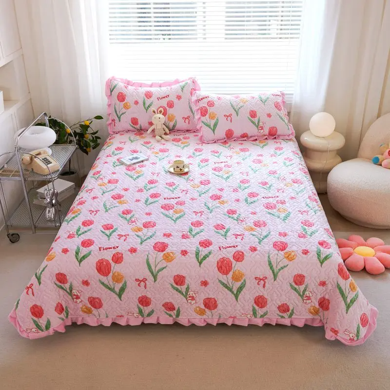 加厚牛奶绒床盖2025新款榻榻米冬季防滑炕垫子夹棉盖毯三件套水洗,淘宝优惠券,粉丝福利购,淘宝优惠卷