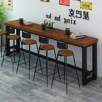 Solid Wood Bar Desk Table Home Balcony Strip Table Commercial Cafe Milk Tea Shop Leaning Against Wall Narrow Table Bar High Foot Table