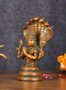 印度国际直邮复古黄铜patanjiali帕坦伽利手工雕像 8英寸神圣雕塑