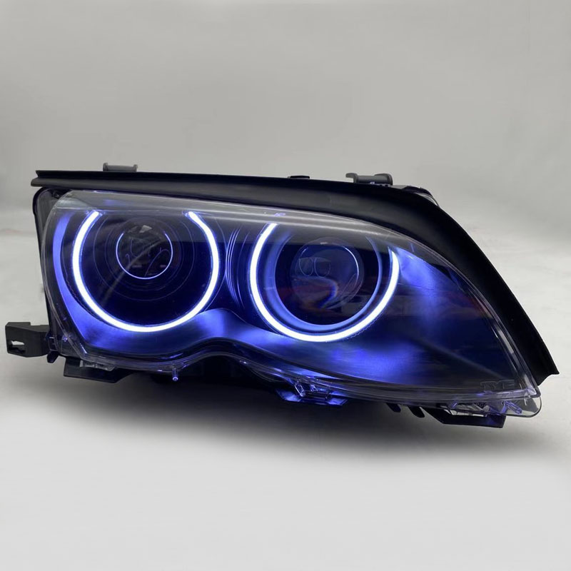 3系E46天使眼大灯总成改装LED激光双光透镜流水转向日行灯恶魔眼-图0