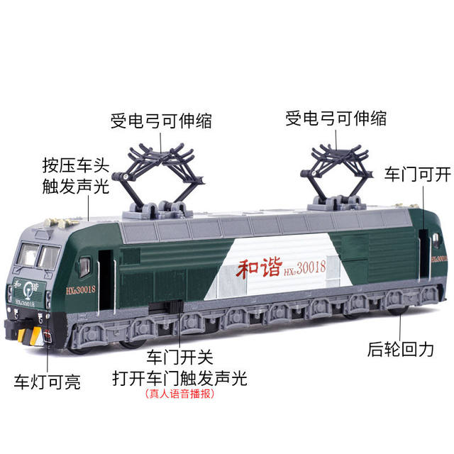 Alloy Locomotive Model 1 87 Harmony Electric Locomotive Double-decker Passenger Alloy Sound-optical Toy Vehicle