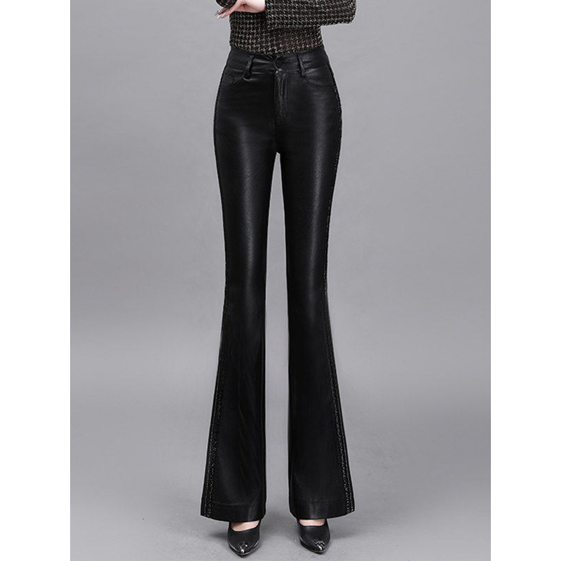 黑色pu皮裤女2026新款秋冬紧身喇叭裤高腰显瘦休闲裤保暖加绒裤子,淘宝优惠券,粉丝福利购,淘宝优惠卷