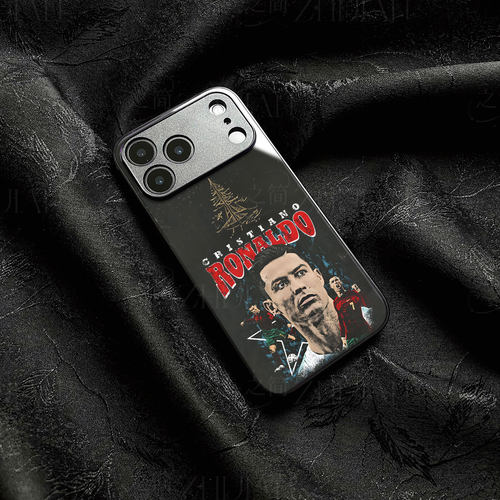 C罗足球图磁吸磨砂黑框电镀玻璃手机壳适用苹果iphone17promax华为红米TURBO5MAXOPPOFINDX5PRO荣耀MAGIC4PRO - 图1