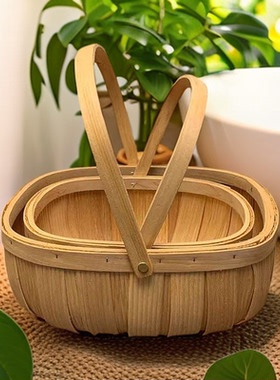 鸡蛋月子花篮木片闺蜜田园手工diy产妇鲜花插花收纳手提水果