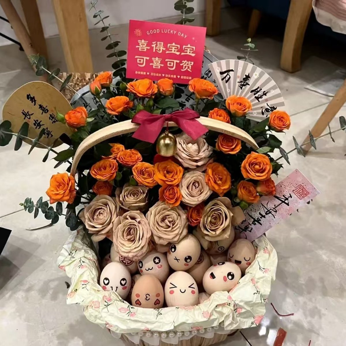 花篮鸡蛋花篮送月子鸡蛋鲜花插花复古田园风手工月子花篮藤编篮子,淘宝优惠券,粉丝福利购,淘宝优惠卷