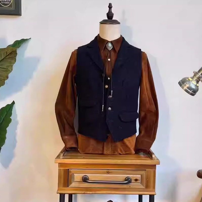 秋冬美式复古彩点粗花呢马甲羊毛修身西装领猎装休闲咔叽男士马夹,淘宝优惠券,粉丝福利购,淘宝优惠卷