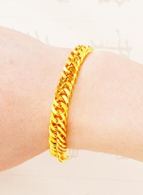 越南沙金古巴双扣钛钢手链