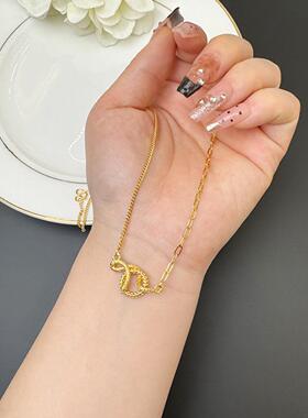 越南沙金灵蛇锁骨链女轻奢款