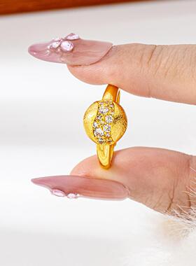 新款拉丝镶钻金球耳饰项链套装