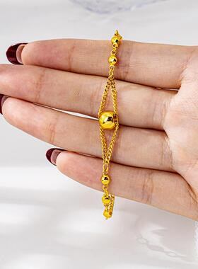 国潮越南沙金光珠双层手链