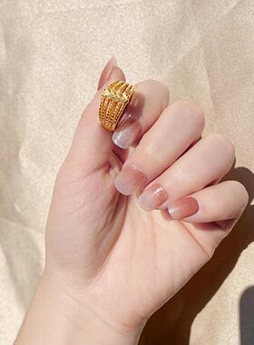 越南沙金多线爱心戒指女款仿黄金