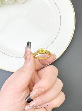 越南沙金复古钱币开口戒指