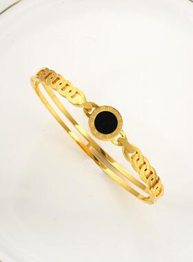 外贸罗马数字钛钢开口手镯