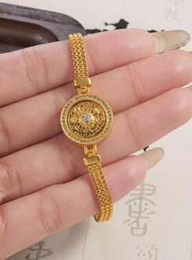新中式仿金镶钻八宝罗盘手表链+