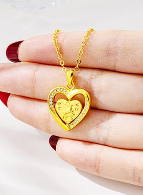 新款可旋转小鹿爱心沙金锆石吊坠