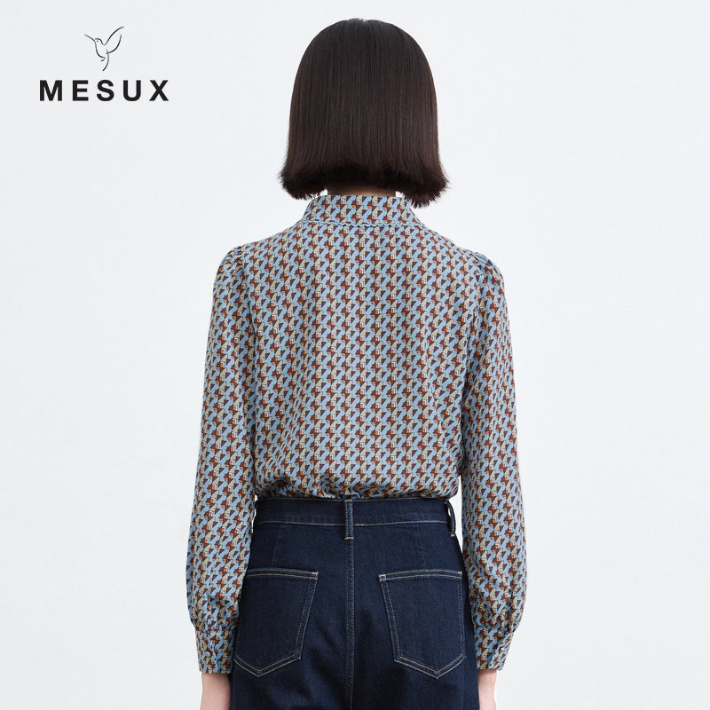 mesux米岫21秋波浪蕾丝花边女衬衫 MESUX米岫衬衫