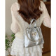Silver Butterfly Backpack Women's 2024 New Trendy Fashion Korean Pearl Chain Backpack Versatile Handbag
