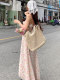 2024 new large capacity single shoulder cotton woven bag new hollow mesh tote bag seaside vacation beach bag