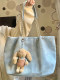 Large-capacity tote bag for women in autumn and winter with high-end denim pattern
