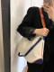 Contrast color large capacity college style versatile shoulder crossbody bag