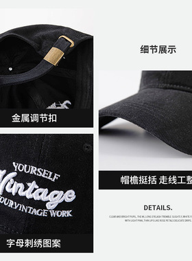 vintage美版复古鸭舌帽大头四季