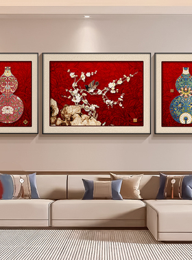 新中式花鸟客厅装饰画中国风寓意