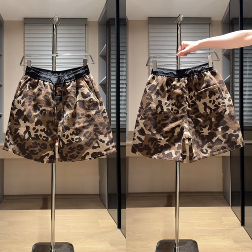 时尚迷彩潮流短裤男士夏季新款高级感豹纹设计短裤情侣舒适高质量 - 图0