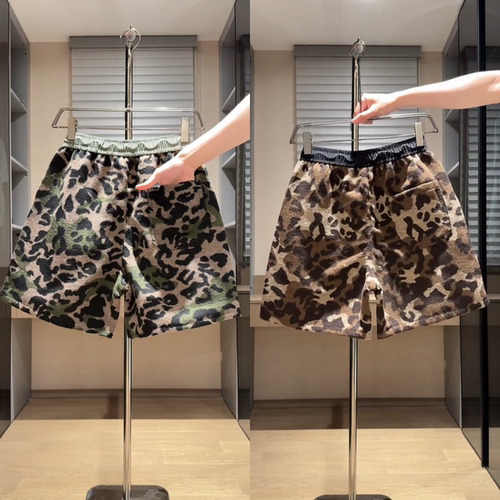 时尚迷彩潮流短裤男士夏季新款高级感豹纹设计短裤情侣舒适高质量 - 图3