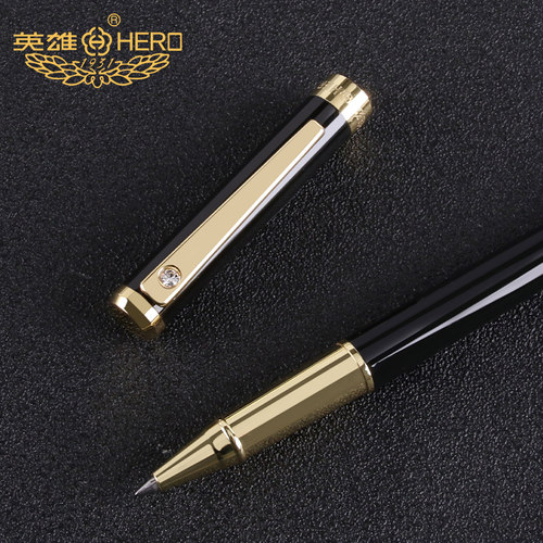 免费定制英雄A06宝珠签字中性笔金商务会议礼品属笔杆圆珠黑水笔 - 图0