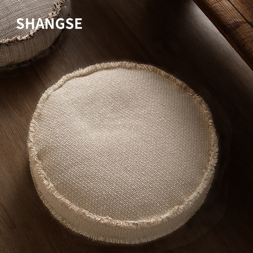 尚塞原创设计自然侘寂风中古风民宿样板房慵懒布艺小凳子坐墩抱枕 - 图1