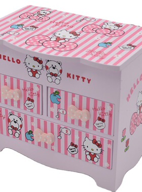 生日礼物hellokitty收纳盒带镜kt猫童趣女孩寝室首饰盒书桌收纳
