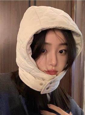 ins韩国大头围防寒帽女休闲百搭飞行帽加厚羽绒雷锋帽骑行护耳帽