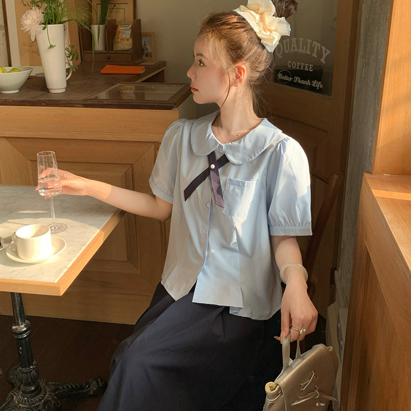 MM谢谢家大码法式复古减龄设计感衬衫夏季胖mm学院风娃娃领上衣女,淘宝优惠券,粉丝福利购,淘宝优惠卷