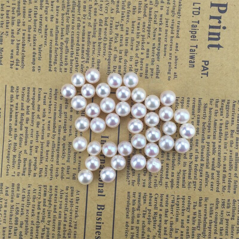 Natural color freshwater pearl particles 3-12-13MM round free punched loose beads loose beads handmade ring pendant