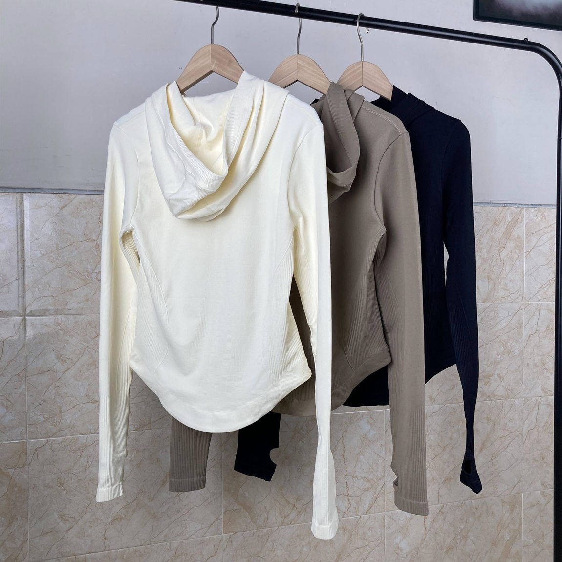 lu同款秋冬瑜伽服外套长袖连帽休闲修身健身针织高弹力速干卫衣,淘宝优惠券,粉丝福利购,淘宝优惠卷