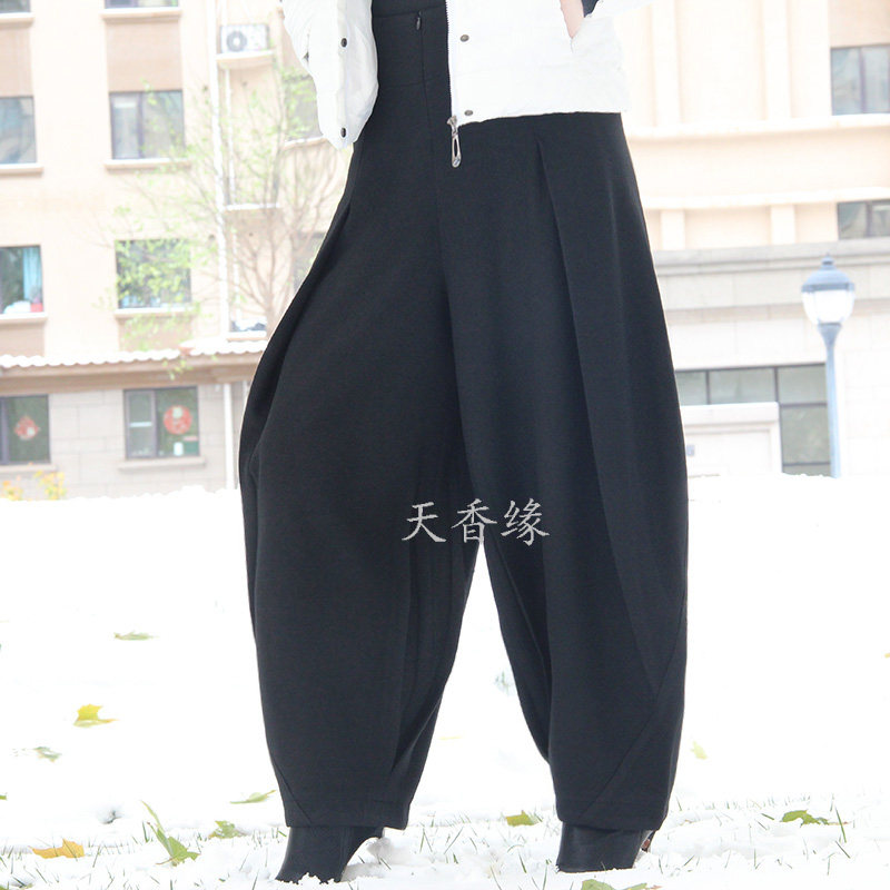 天香缘冬季羊毛呢夸张时尚灯笼裤女哈伦裤长裤花苞裤萝卜裤73818,淘宝优惠券,粉丝福利购,淘宝优惠卷