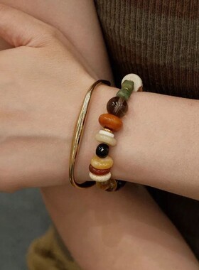 少女感天然石手串随形多巴胺小众国风串珠高级叠戴轻奢百搭串珠