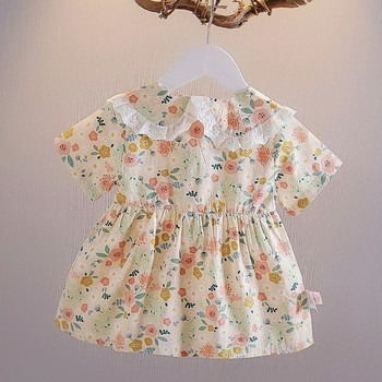 2022 ໃຫມ່ເດັກນ້ອຍ Girls Floral Doll Skirt Summer Baby Girl Tops Shirts Versatile Children's Cotton Clothes