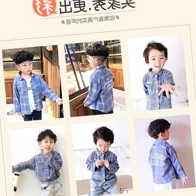 Spring and Summer Small and Small Children's Graphite Shirt Children's Fashion Boys Shirt Baby Baby Woman Cotton Top Substation