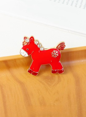 生肖红色小马驹创意胸花挂件装饰
