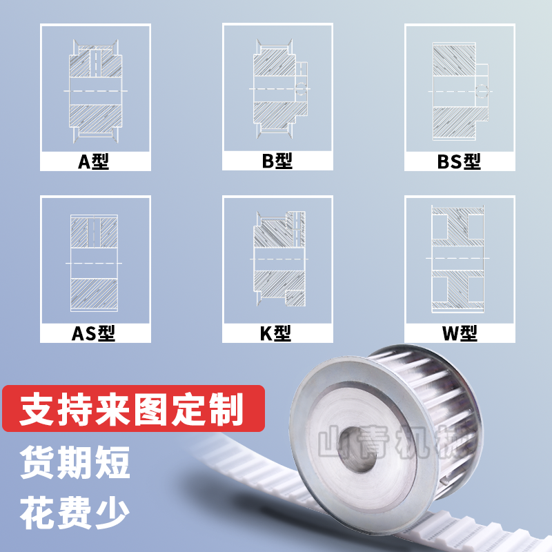 同步轮S8M38齿现货铝合金传动齿轮订做皮带轮HTPA38S8M300-N/P - 图1