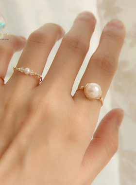 天然淡水复古文艺风超强珍珠戒指