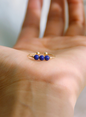 天然青金石戒指开口少白