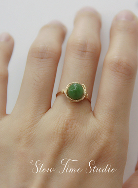 碧玉包金麻花绕线不褪色戒指特价