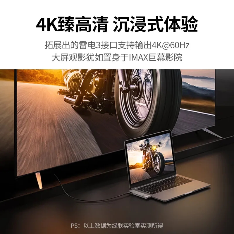 绿联typec拓展坞扩展usb转接头雷电3hdmi投影仪网线转接口mac笔记本macbook pro/air配件适用苹果电脑转换器 - 图1