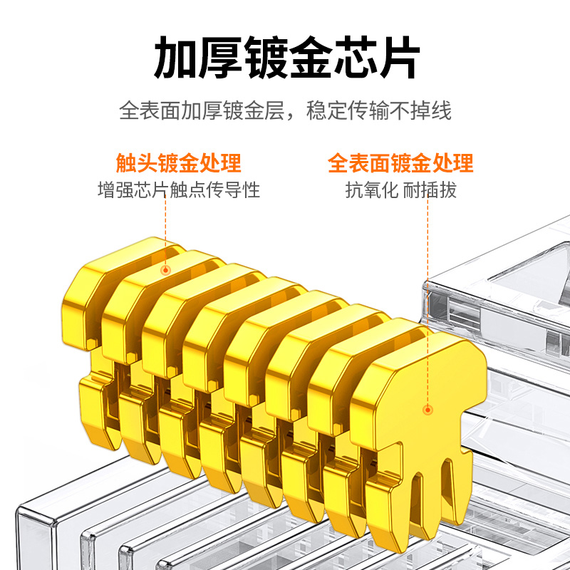 绿联水晶头超五类网线对接头千兆非屏蔽5六6类网络连接头网线插头