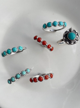 女款纯银时尚个性绿松石戒指尾戒