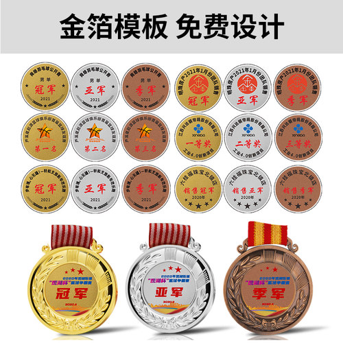 奖牌定制定做马拉松跑步比赛幼儿园学校运动会冠军挂牌金属奖牌 - 图1